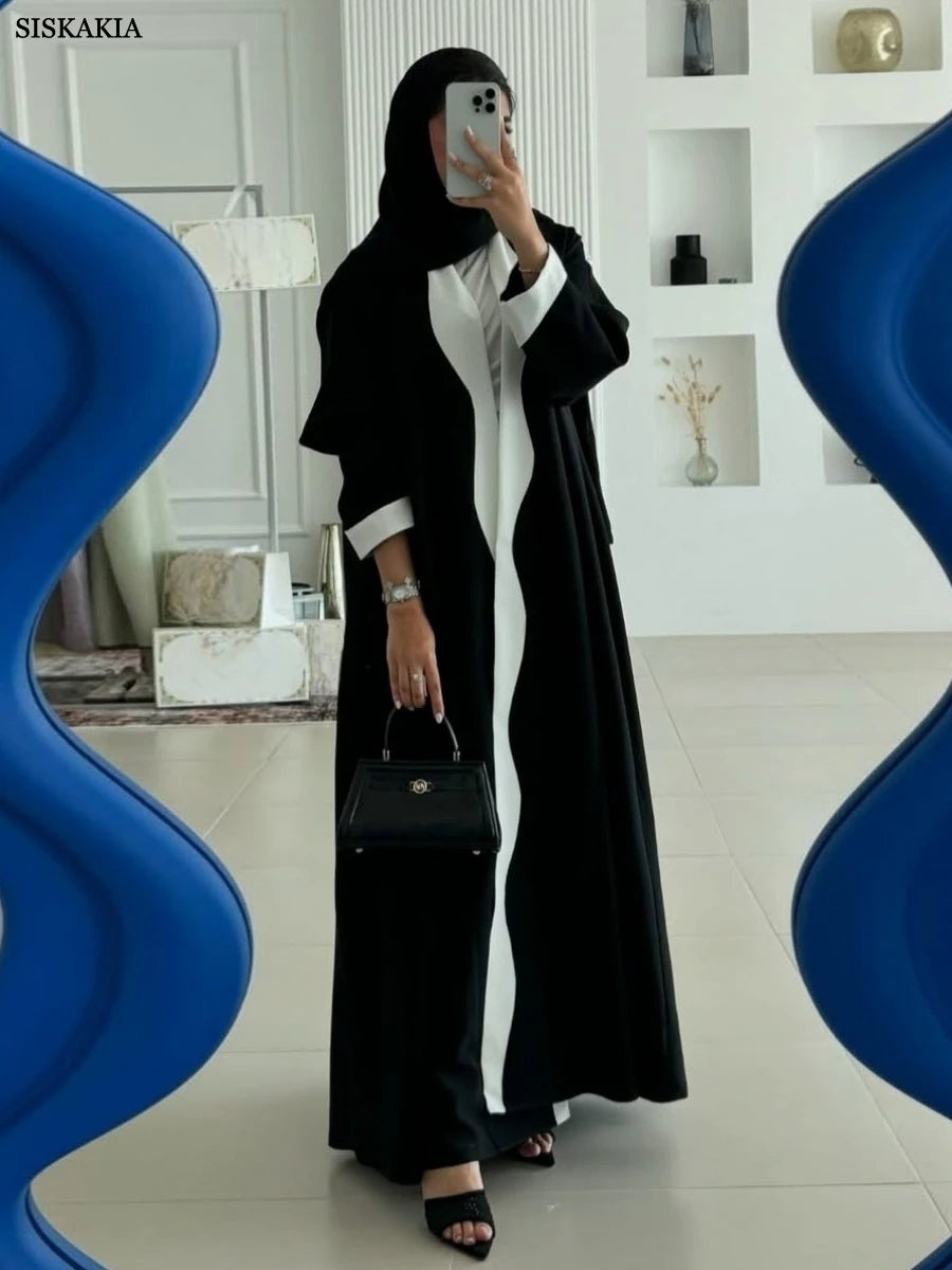 عباية بتصميم مرقع بأكمام مطوية